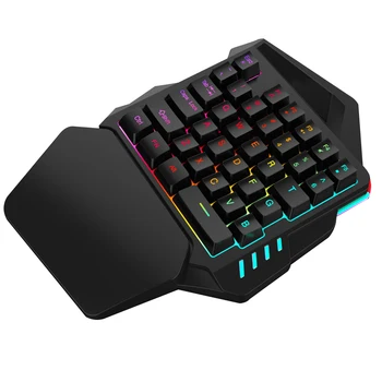 

35 Keys One Handed Accessories Portable Non Slip Numeric Keypad LED Backlight Left Game Mini Keyboard ABS Wired USB