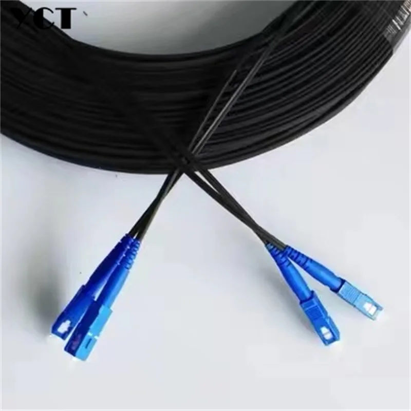 야외 광섬유 점퍼 드롭 케이블, SM SC 3 스틸, 화이트, 블랙, dx ftth 패치 코드, 싱글 모드, 2 코어, 10M20M30M50M60M100M150M