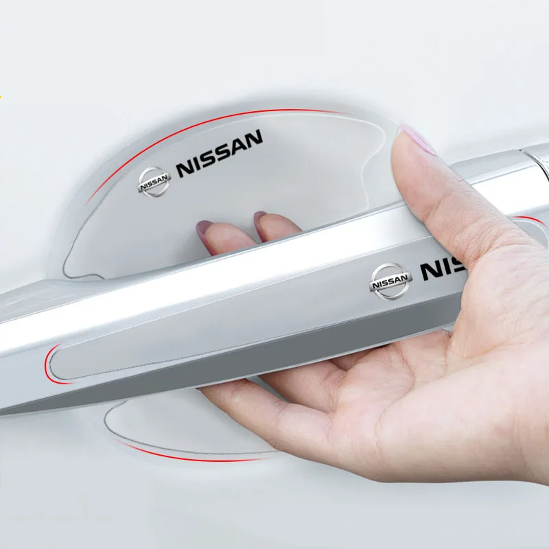 8pcs Car Door Handle Sticker Automotive Stickers For Nissans Tiida Sylphy Teana Note X-Trail 1 2 T31 T32 Serena Almera Qashqai