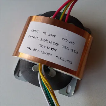 

2*22V 0.4A 13V 0.8A Transformer R Core 30VA R20 custom transformer 230V copper shield for DAC pre-amplifier HIFI decoder