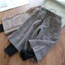 Толстые~ в европейском и американском стиле Стиль от известного бренда; шерстяные платья для девочек; свободные штаны в Корейском стиле-Стиль Детские якобы из двух частей брюки свободные Повседневное Pa