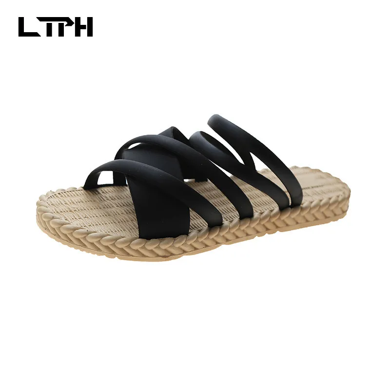 

2020 new casual simple ins slippers female summer fashion non-slip wear-resistant beach shoes dual-use sandals zapatos de mujer
