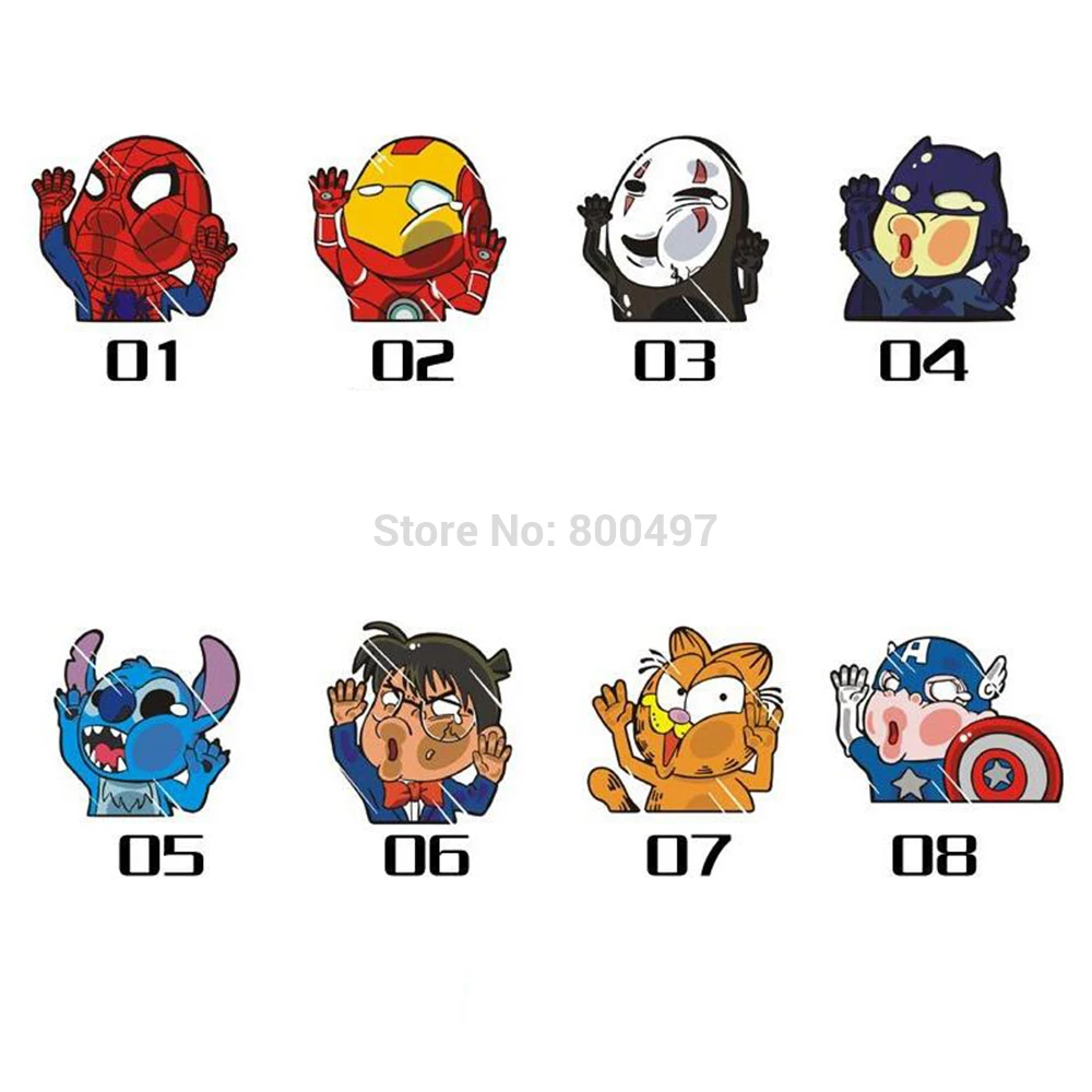 Newest Batman Ironman Spiderman Captain America Hitting the Glass Car Stickers for Toyota Honda Kia Chevrolet VW Tesla BMW Lada