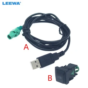 Image 1 - LEEWA 5X Car Radio CD Player 145cm USB Audio Cable Adapter With Switch Button for Volkswagen USB Wire Cable #CA6221