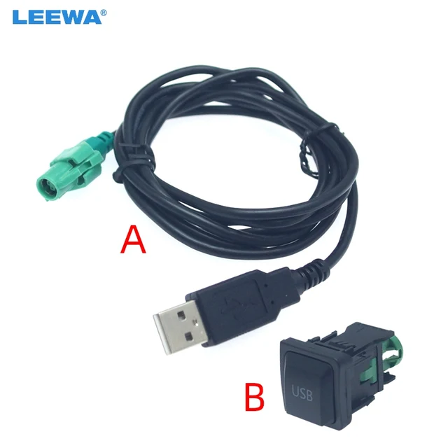 LEEWA 5X Car Radio CD Player 145cm USB Audio Cable Adapter With Switch Button for Volkswagen USB Wire Cable #CA6221