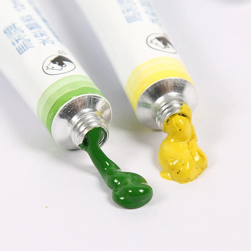 Billige 12 ML Wasser Farbe Malen Set Paste Professionelle Aquarell Farben Tube Set für Pinsel Schule Kunst Liefert