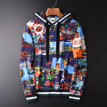 

NEW Hooded Sweatshirt Male Luxury Allover Printed Simple 100% Cotton Mens Hoodies Plus Size 4xl Spring And Autumn Hoodies Men