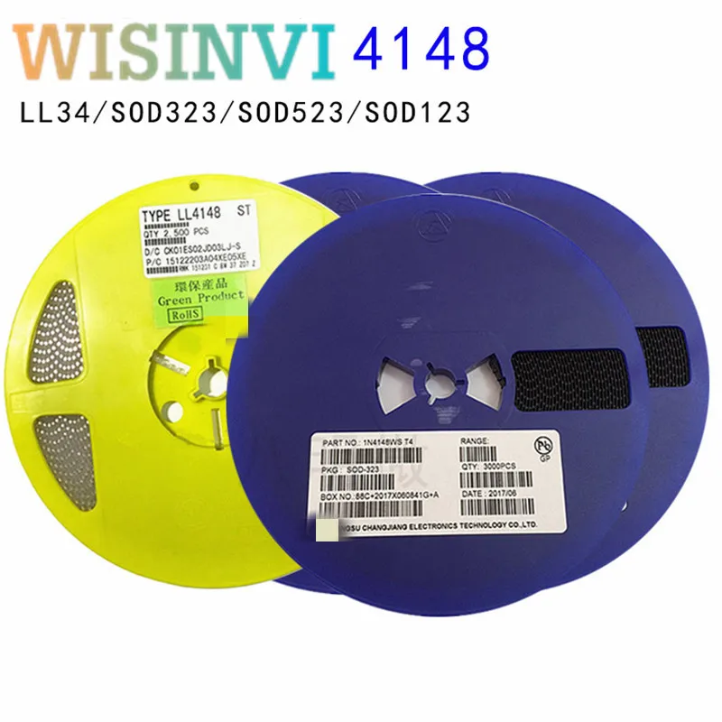 100 шт. LL4148 LL34 1N4148 1N4148WS 1N4148WT T4 1N4007 1N4007W T7 A7 1N5819 1N5819WS S4 sod123 sod323 sod523 0805 0603 1206 |