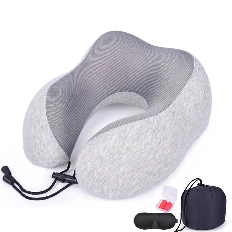 set cotton gray Пены памяти Путешествия шеи ортопедические подушки медленный отскок твердый шейный затылочный медицинский постельный принадлежности подушки - Цвет: set cotton gray