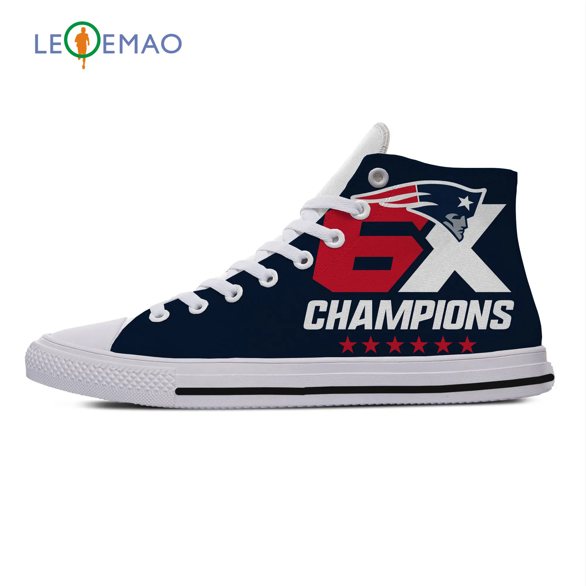 Customized Patriots Casual Canvas Shoes Independent Design New England Fans Style Male Breathable Custom of White Shoes