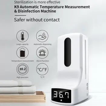 

K9 Automatic Sensor Free Hand Soap Dispenser Infrared Thermometer Integrated Bathroom Hand Sanitizer Machine Infrarojo Digital