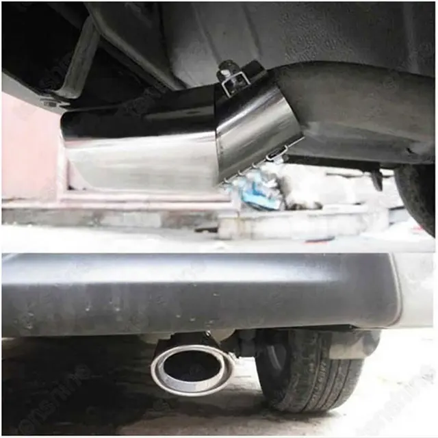 Car End Pipes For Peugeot 207 307 408 Twin Curved Tailpipe Car Exhaust Tail Pipe Muffler Car Exhaust Pipes (Color : Silver