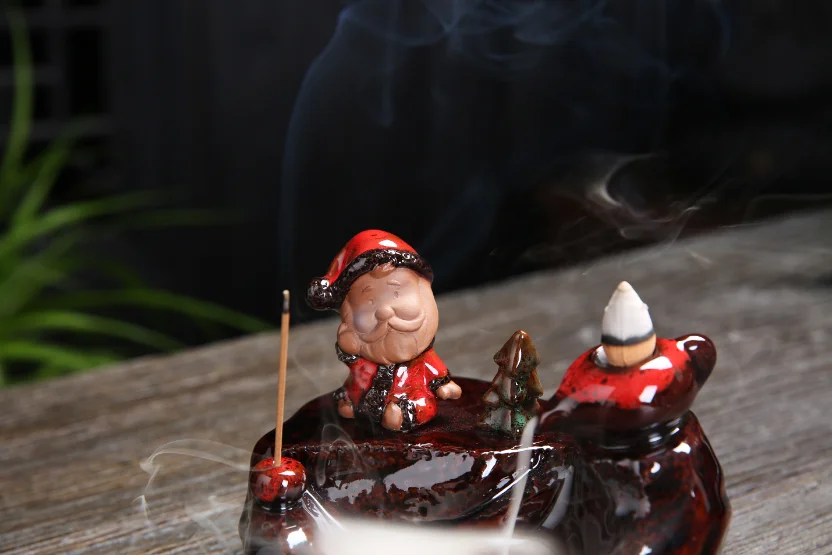 Веселый Рождественский стиль курильница с дымом водопад курильница для благовоний горелка Керамическая ладан держатель курильница+ 10 шт пирамидки благовоний