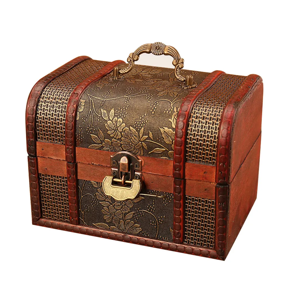 Европейский Королевский Ретро деревянный органайзер для ювелирных изделий ручной работы с цветочным узором, коробка для хранения ювелирных изделий, чехол с сокровищами с замком, ювелирные изделия