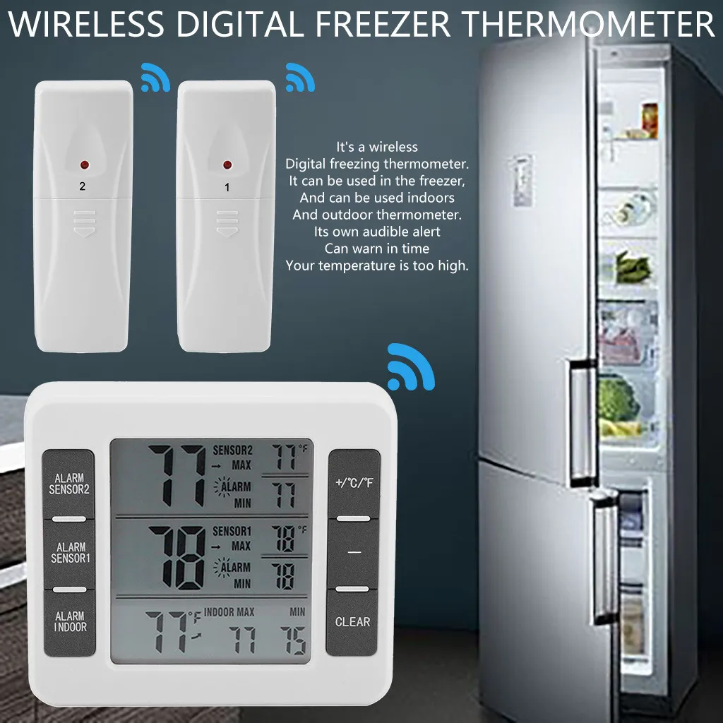 Digital Hygrometer Indoor Thermometer Pre-Calibrated Humidity Gauge Wireless Freezer Household Alarm Sensor | Безопасность и