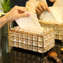 Tissue-Box Napkin-Tray Paper-Rack Facial-Case-Holder Office-Table-Accessories Rhinestone