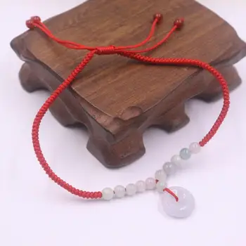 

New Hand Knitted Bracelet 13mm Annulus And Bead White Jadeite Bracelet 16-20cm