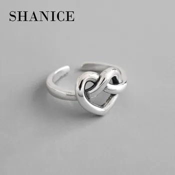 

SHANICE Men Women S925 sterling silver open ring Vintage Vintage love heart shape female ring personality silver party punk ring