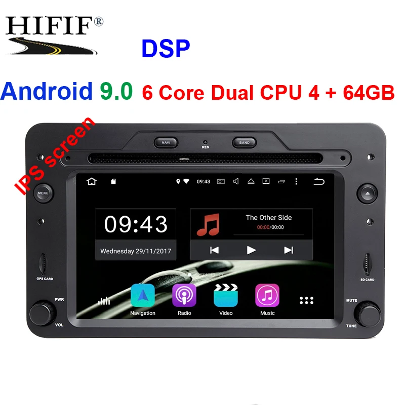 Discount 4+64G Android 9.0 GPS Navigation Autoradio For Alfa Romeo 159 Brera Spider Sportwagon 2006 Car DVD Player Head Unit Wifi Audio 1