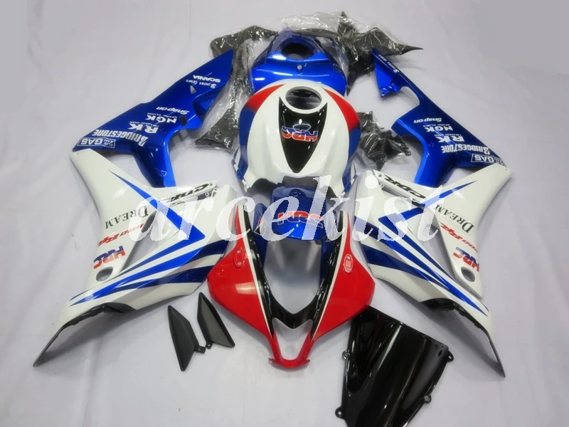 

4Gifts New ABS Plastic Injection Mold Full Fairings Kit fit for HONDA CBR600RR F5 2007 2008 07 08 body set Custom white blue red