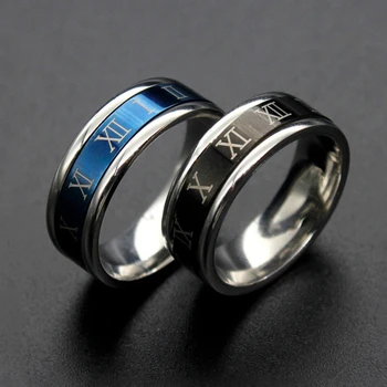 

Exquisite And Stylish Party Jewelry Blue Roman Numeral Ring Simple My girlfriend's Birthday gift Stainless Steel Engagement Ring