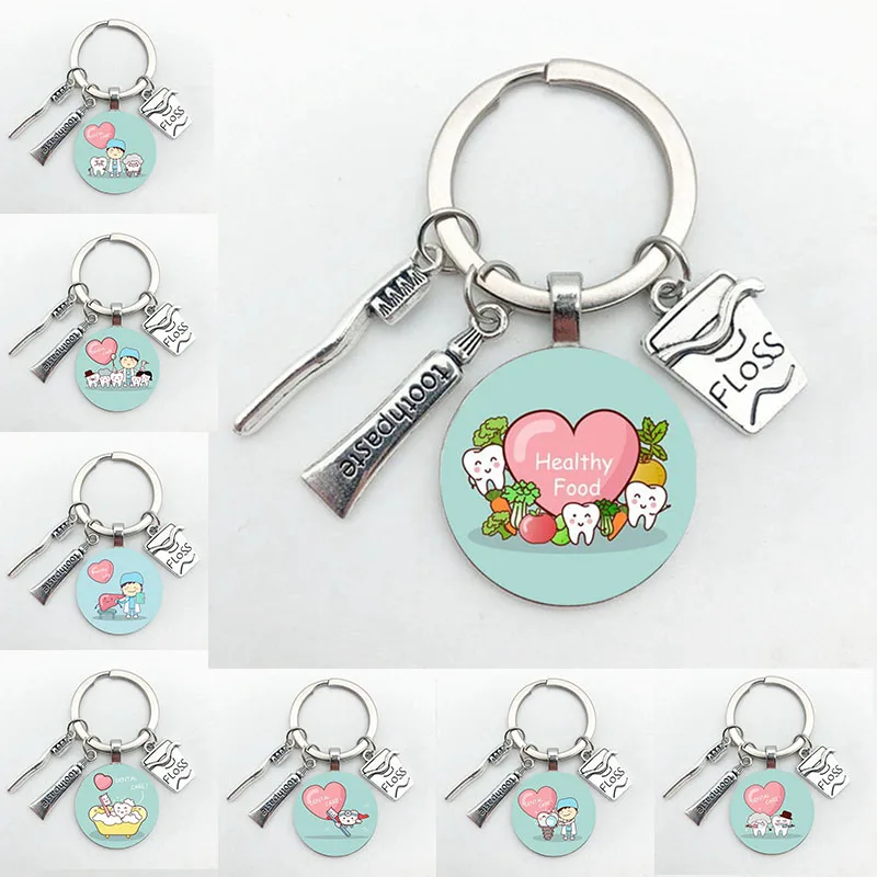 25mm Handmade Cute Tooth Cleaning Promotion Key Chain Dentist Souvenir Gift Ring Angel Pendant Toothpaste Toothbrush L | Украшения и