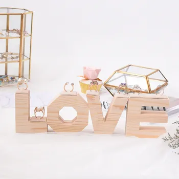 

Love Letter Wood Ring Display Wooden Ring Holder Jewelry Display Wedding Gift Home Decoration Ring Shop Storage Showcase