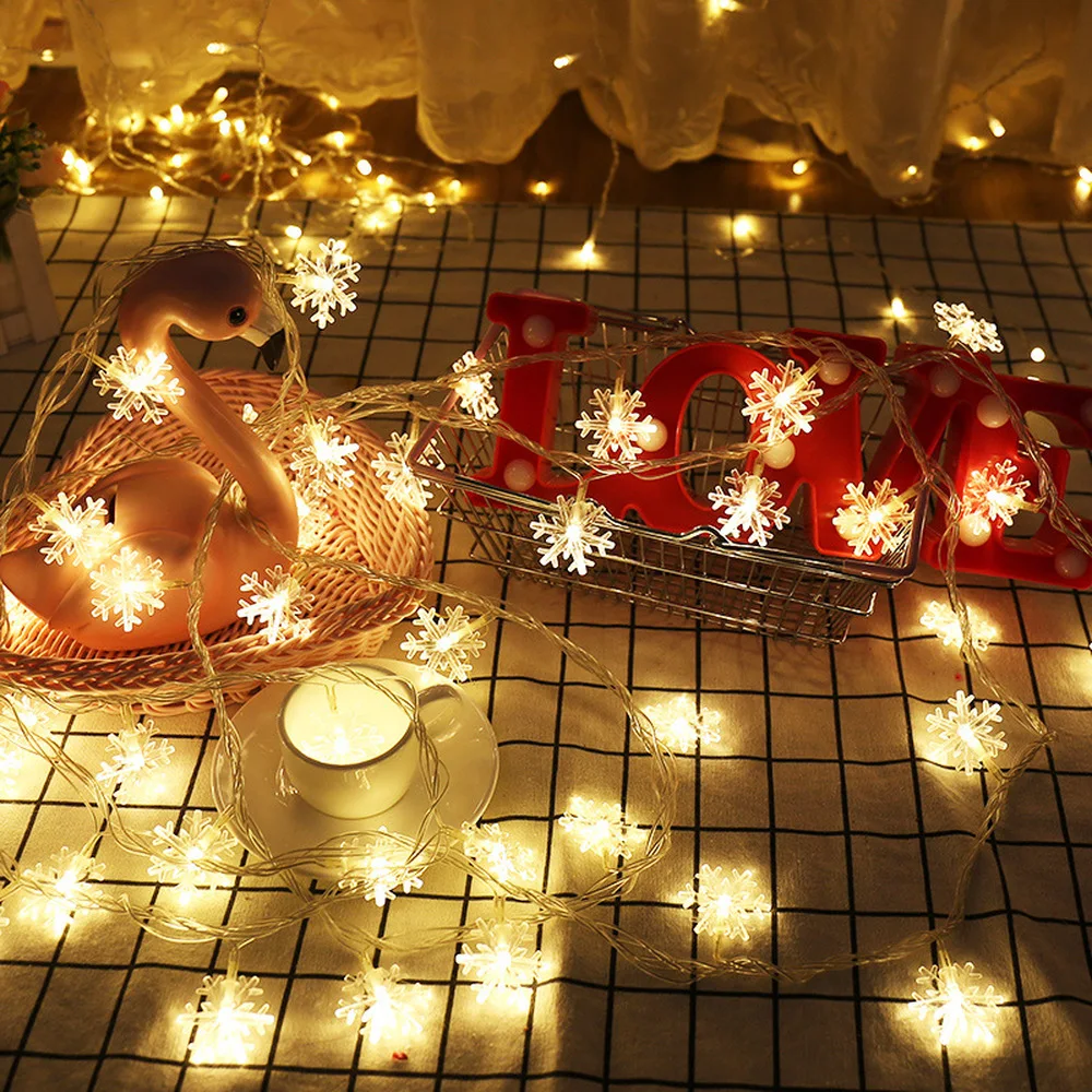 

Christmas Snowflake Garland LED Light Merry Christmas Tree Decorations for Home Christmas Ornaments Navidad 2020 New Year 2021