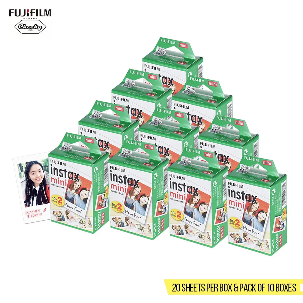 200 Sheets 100 листов Fujifilm Instax Mini пленка Instax Mini 8 9 фильм Фотобумага для ЖК-дисплея с подсветкой Fujifilm Instax Mini 7 s/8/25/90/9 Instax Камера мини - Цвет: 200 Sheets