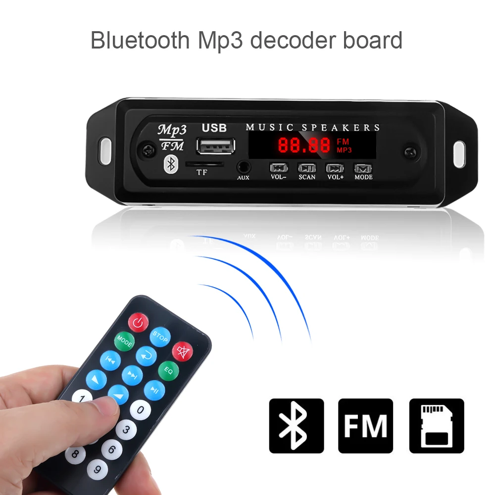 

KEBIDU 12V Bluetooth MP3 Decoder Board USB TF FM Radio Player Module 3.5 mm AUX Audio Bluetooth Wireless Car kit