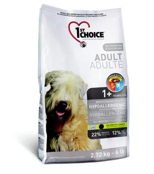 

1st choice dog food hypoallergenic 2,72 kg, duck with potatoes