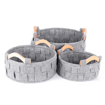

Household Felt Woven Portable Storage Basket Light Gray Large Home Storage Baskets Laundry Basket For Home Decoration