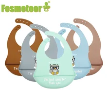 Fosmeteor – bavoirs imperméables en Silicone souple pour bébés, matière alimentaire solide, imprimé dinosaure, pour filles et garçons 