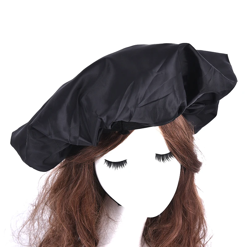 Черный цвет, супер большой размер, шапка для кудрявых пружинящих волос, шапка для салона красоты, атласная банная шапка, ночная шапка для сна, крышка для головы