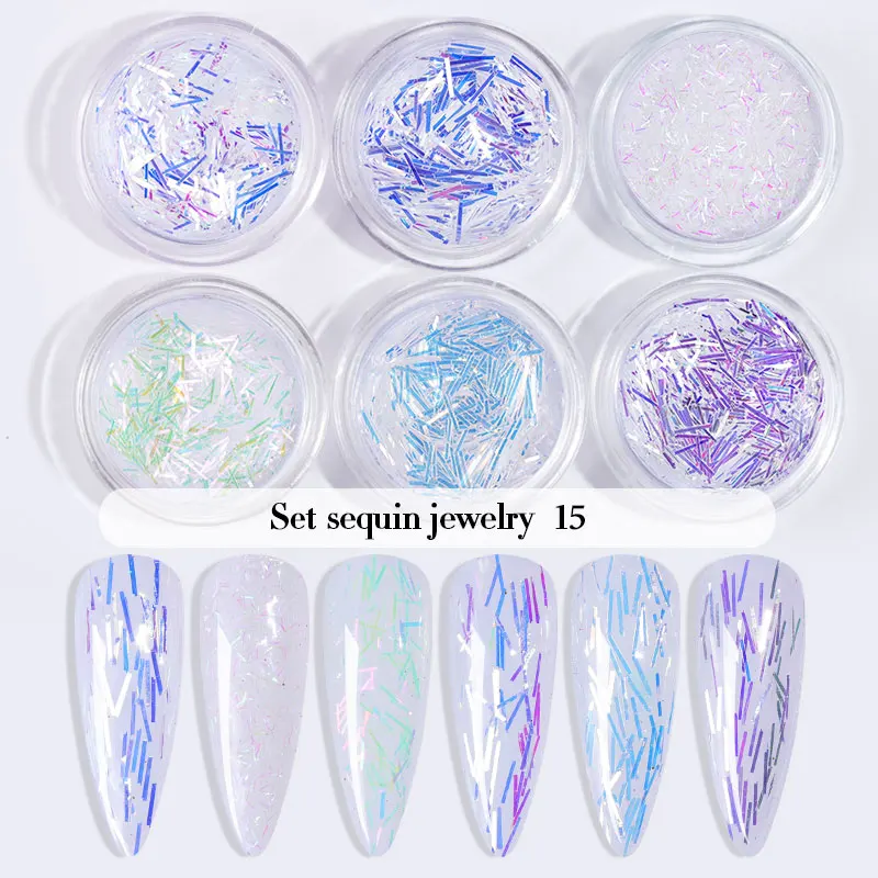 Flocos de pó Rosa Bonito Unha Brilho Conjunto Holográfica Manicure Ultra Fino Art Lantejoula Cromos Pigmento Thj99 6pcs 36 High Quality Beleza e saúde