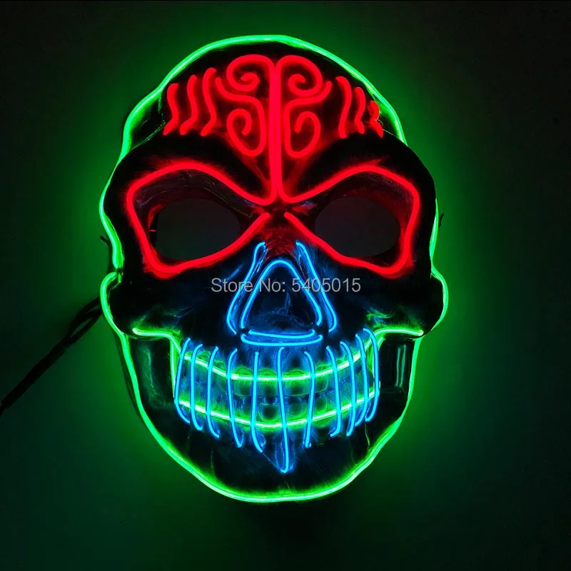 Новая EL Wire маска флуоресцентные Вечерние Маски DJ ночной бар светящиеся вечерние принадлежности с DC-3V водителем для карнавала маскарада