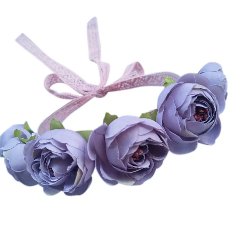 Армейский зеленый Children's Crown Headdress Princess Girl Crown Headband Cute Crown Crystal Flower Wedding Party Accessories Photography Props - Цвет: Армейский зеленый