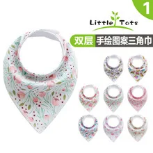 

Baby Bib Triangular Binder Double Layer Hand-Painted Version Bib 4-Pack New Style Bib Hot Selling