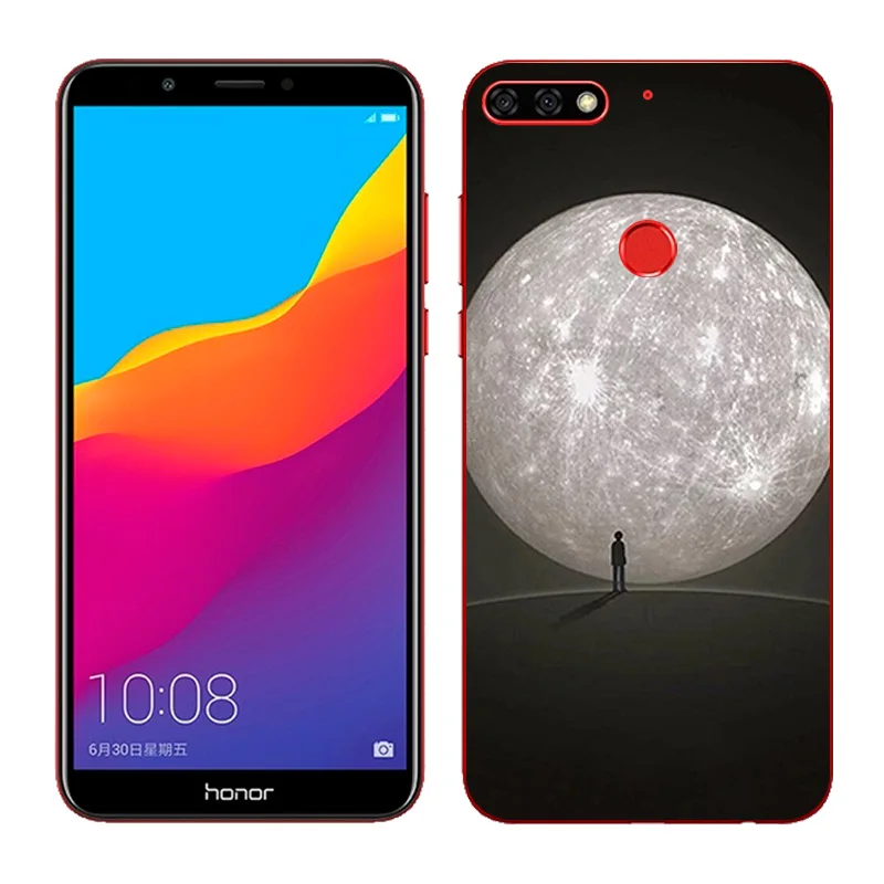 Матовый черный чехол для телефона Huawei Honor 7C Мягкий Силиконовый ТПУ с рисунком 5 7