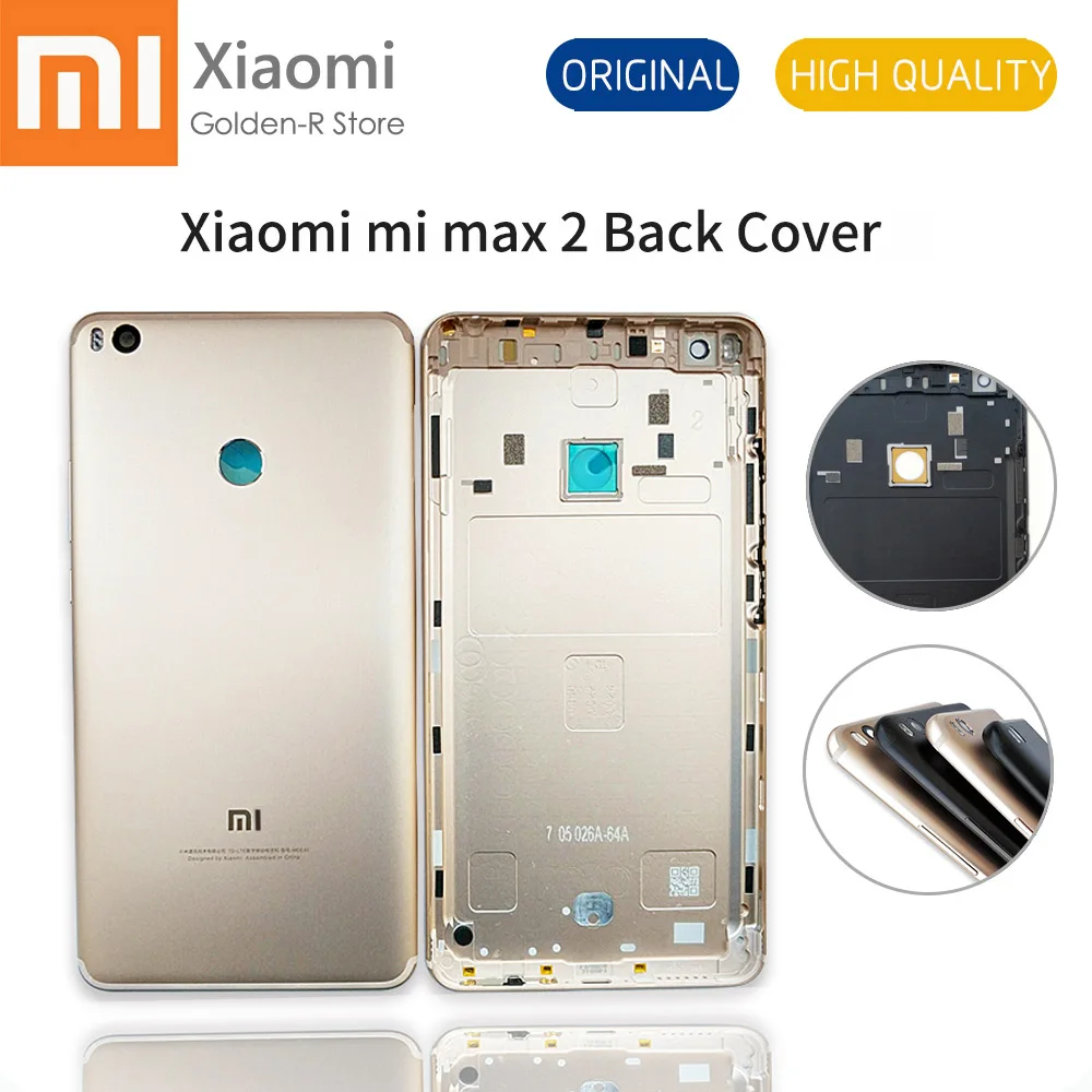 

OEM For Xiaomi Mi Max 2 Max2 Metal Battery Back Cover +Side Keys+Glass Lens Replacement