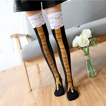 

Women Crazy Chick Leg Shape Breathable Sock Novelty Knee Thight High Stockings Gift FS99