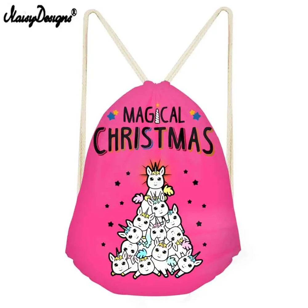 Customized Drawstring Bags Christmas Unicorns for Girls Boys Kids Bagpack Teenagers Women's Bag Dropshipping Kinderrucksack