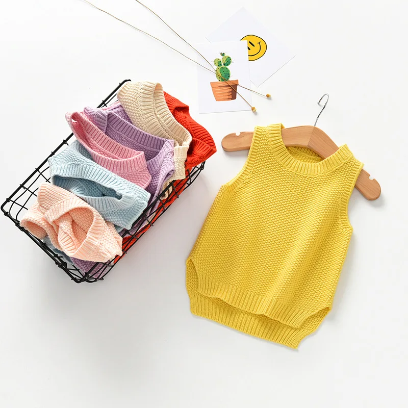 Autumn And Winter New Style Children Yarn Waistcoat Europe And America ai heart·traeh bao Knitted Vest Pure Cotton
