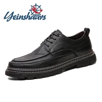 

New Arrival Mens Shoes Casual Luxury Oxford Vintage Leather Shoes Non-Slip Bureau Office Dress Shoes Flats Chaussure Homme Cuir