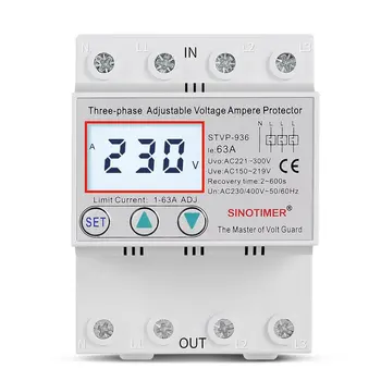 

STVP-936 Three-phase Digital Display Self-resetting Adjustable Intelligent Multi-function Over-voltage Protector