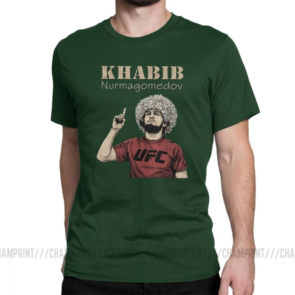 Forest Green Мужская футболка Хабиб нурмагомедов, футболка для занятий боксом 229, боксерские топы с круглым вырезом и коротким рукавом, хлопок, летняя футболка - Цвет: Forest Green