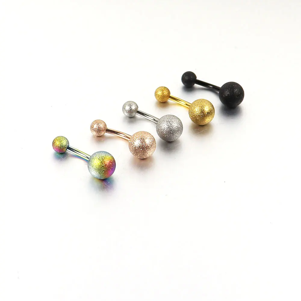 2 Pieces 14G Sandblast Belly Ring Curved Banana Navel Bell Button Body Piercing Jewelry |