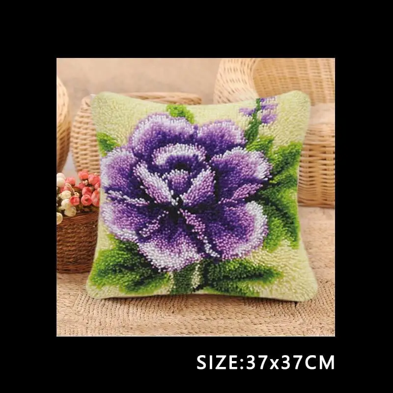 Black Вышивка ковер подушка Borduurpakket Kussen крюк с защелкой Наборы Diy Smyrna Knooppakket Klink Haak Kleed Bloemen сделай сам - Цвет: Black
