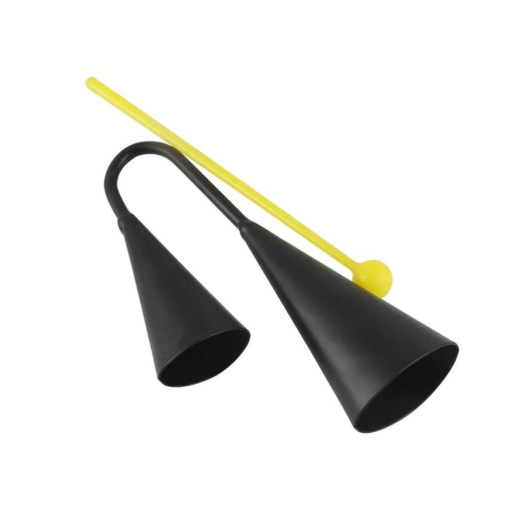 

Black Iron Double Cowbell For Musical Learning Instruments With Stricker