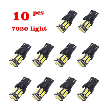 

10Pcs W5W 10-7020 SMD Car T10 LED 194 168 Wedge Replacement Reverse Instrument Panel Lamp White Blue Bulbs For Clearance Lights